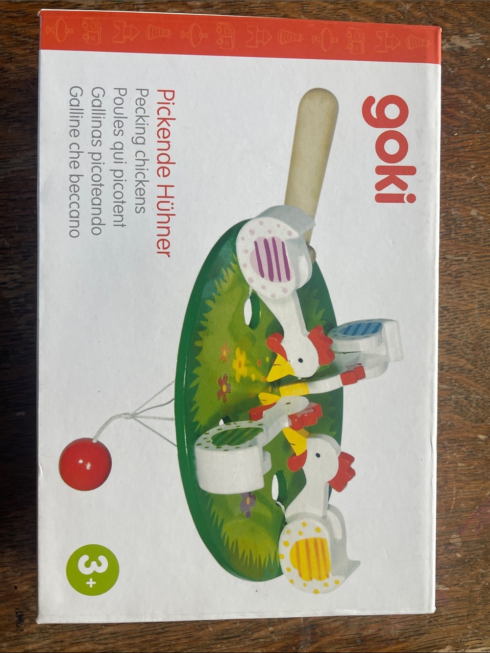 Pickende Hühner Wooden Pull Toy - Green & White